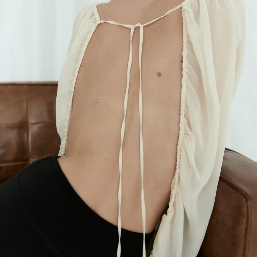 Zara Sheer Open Back Top - Picture 6 of 13